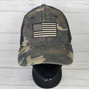 Camo American Flag Mesh Snapback Hat H3 Headwear Trucker Men's Adjustable